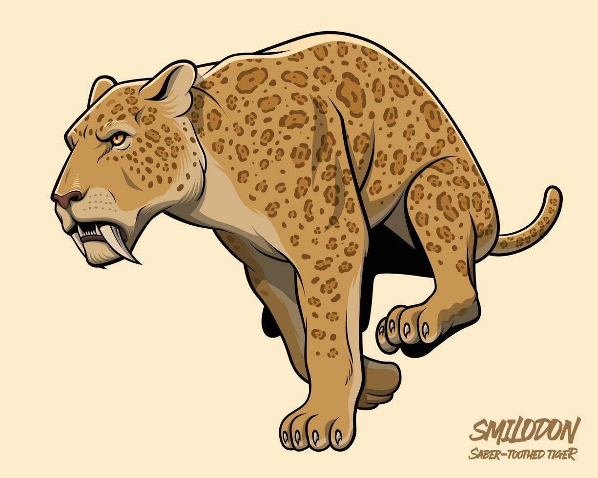 sabertooth tijger loopt vector