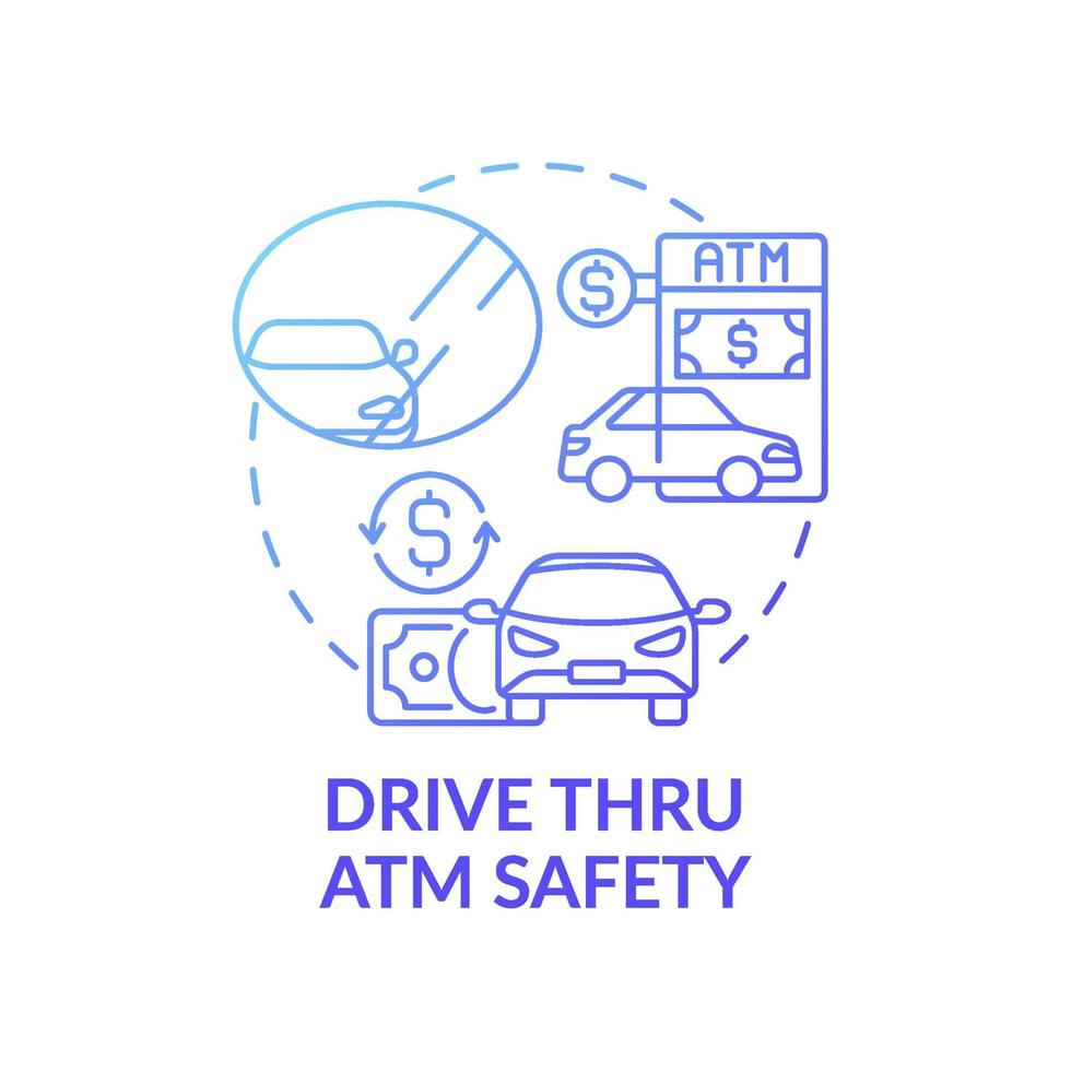 rijden via atm veiligheidsconcept pictogram vector