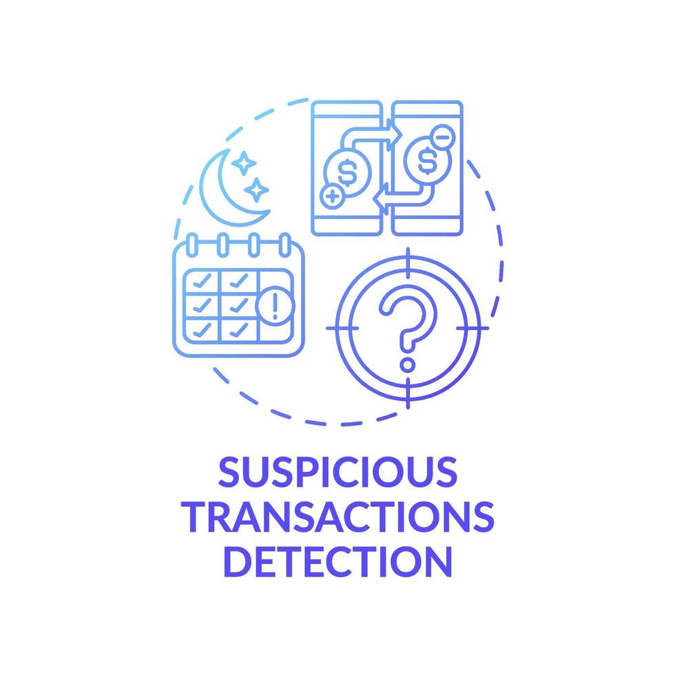 verdachte transacties detectie concept pictogram vector