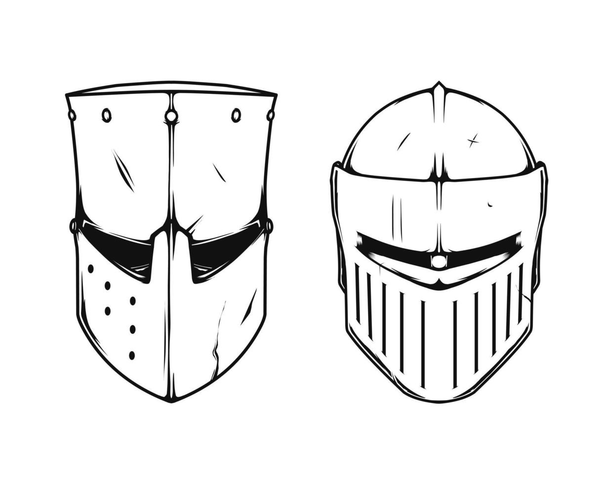 middeleeuws ridder helm vector tekening