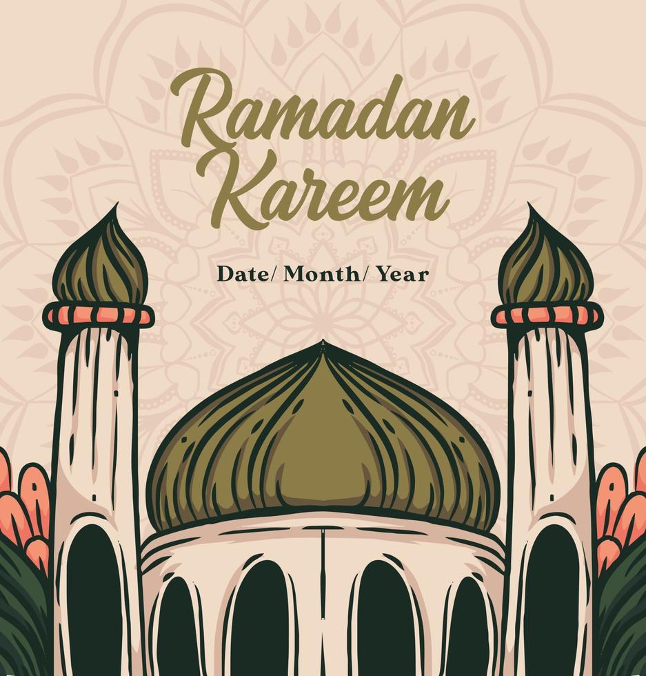 sociaal media groet sjabloon naar Welkom de maand van Ramadan vector