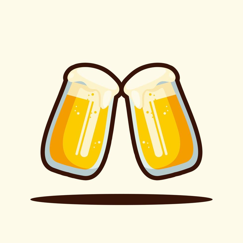 vector illustratie van twee bril van tekenfilm bier.eten sticker, eten tekenfilm