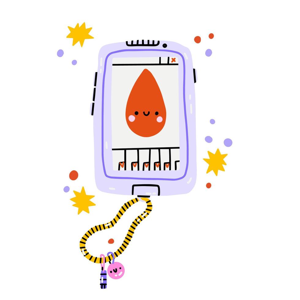 smartphone. mobiel telefoon. schattig tekenfilm illustratie. vector hand- getrokken geïsoleerd illustratie voor t-shirts, ansichtkaarten, affiches, afdrukken, stickers, lapje.