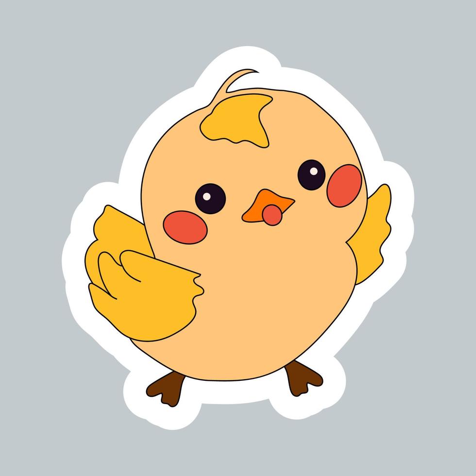 Pasen kawaii schattig kuikens sticker, gelukkig Pasen sticker kip vector