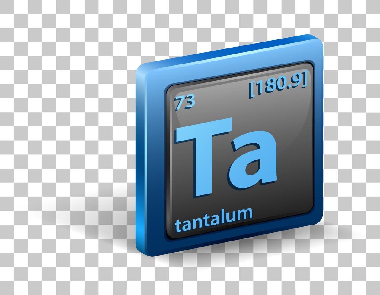 tantaal scheikundig element. chemisch symbool met atoomnummer en atoommassa. vector