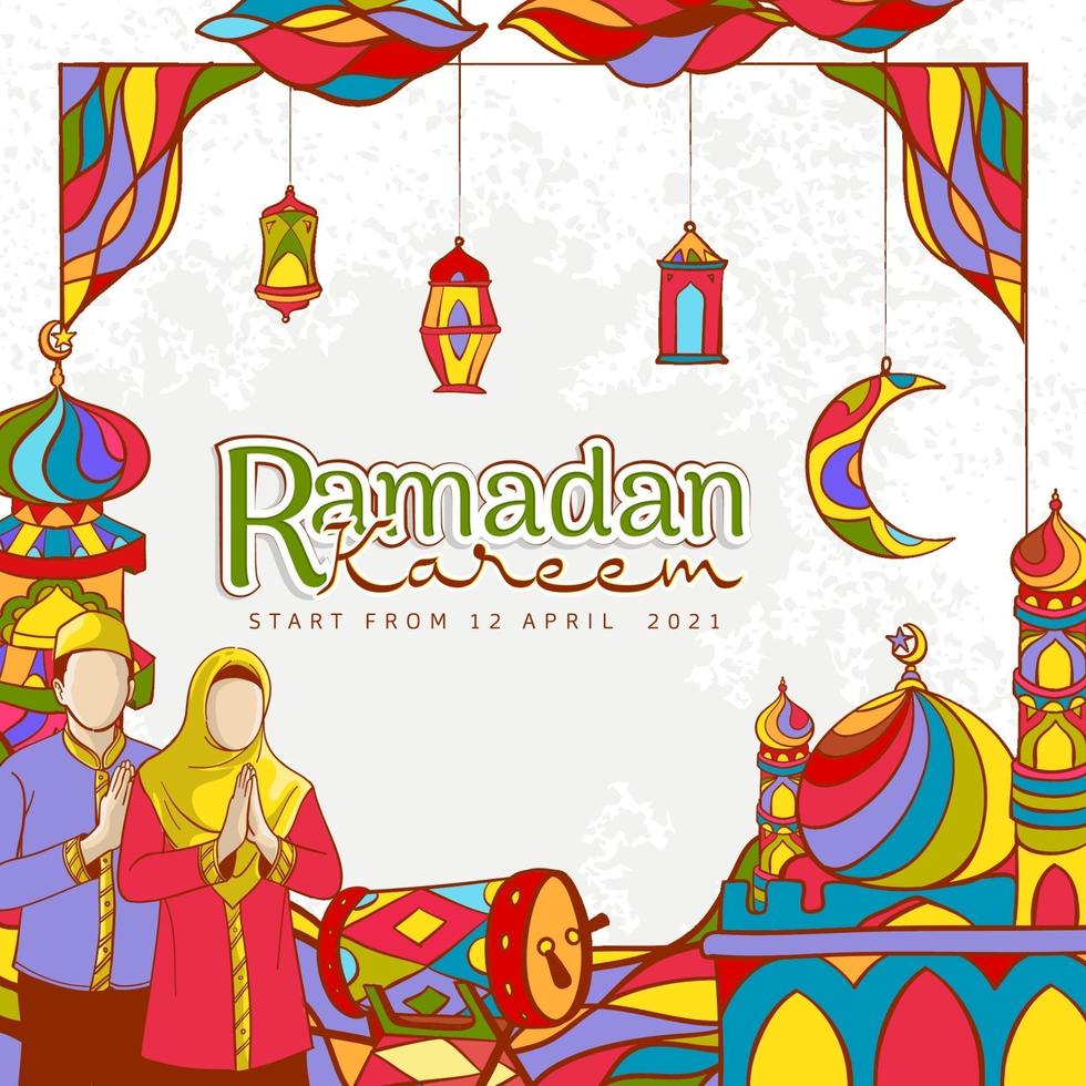 hand getekend ramadan kareem illustratie vector