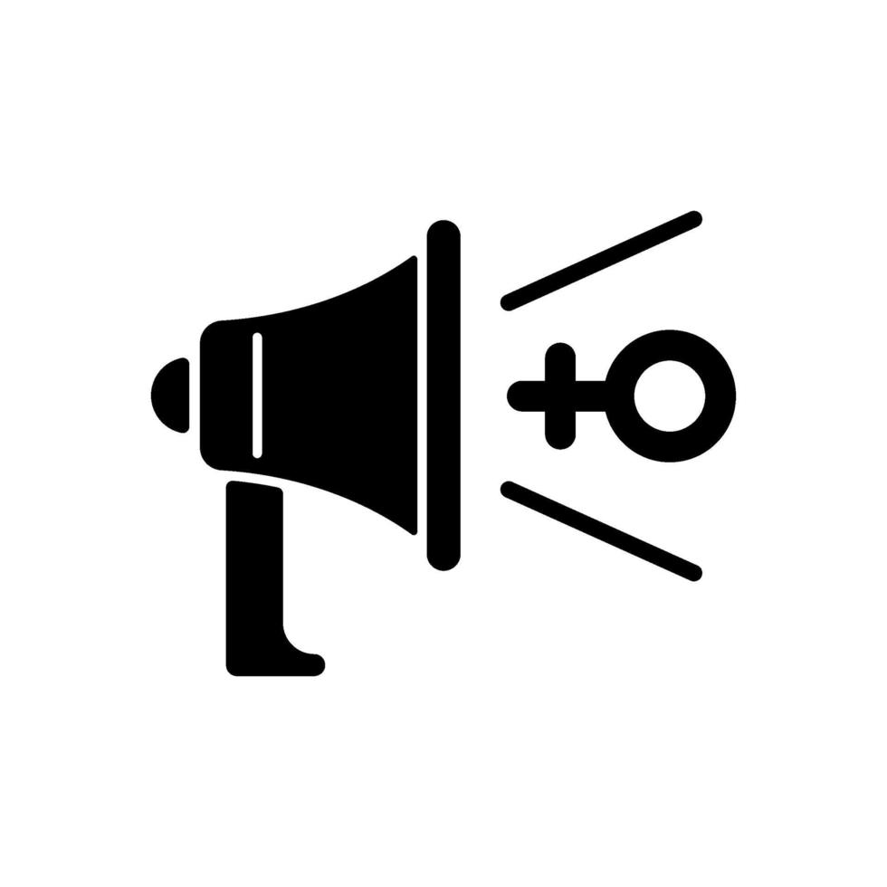 feministische belangenbehartiging zwarte glyph-pictogram vector