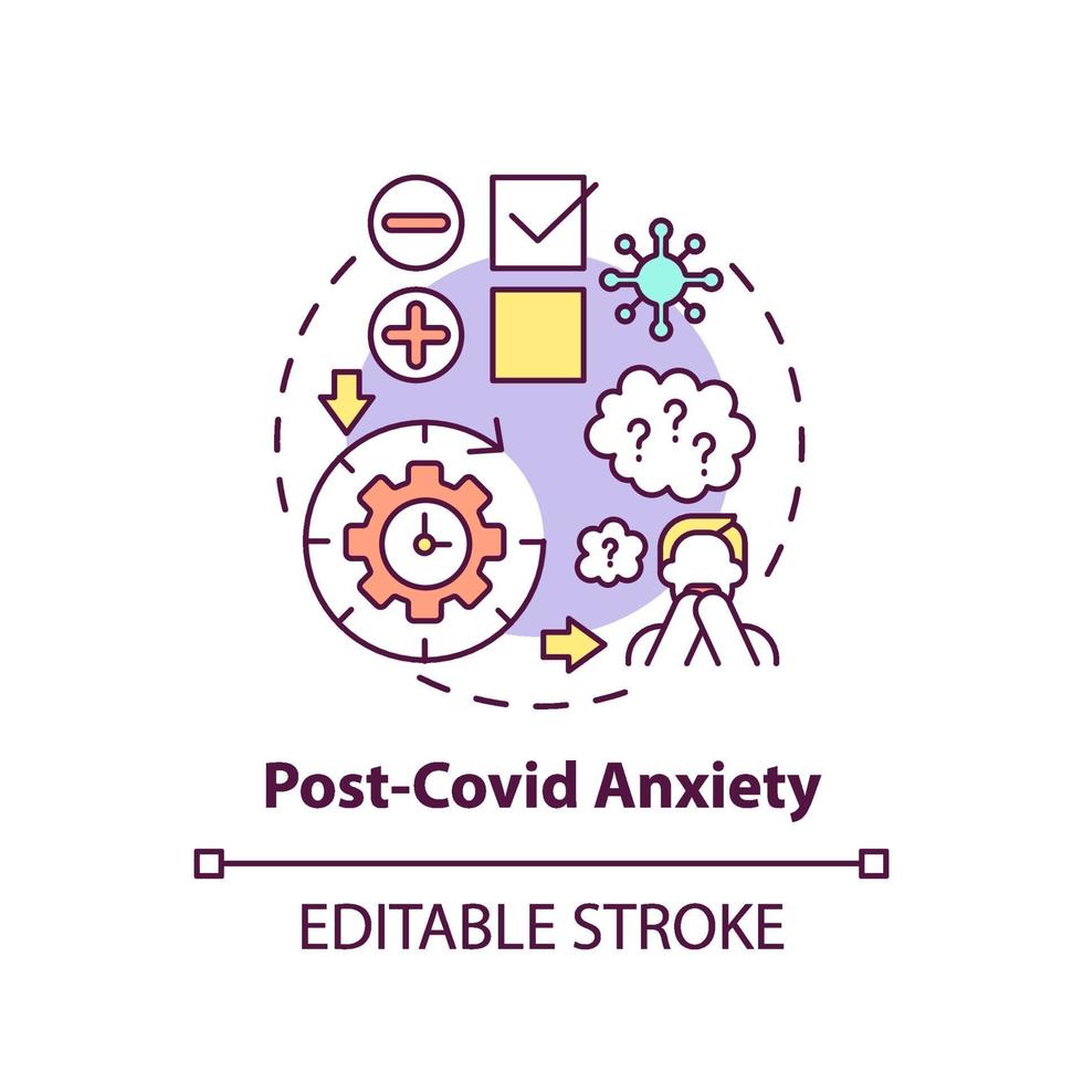 post-covid angst concept pictogram vector