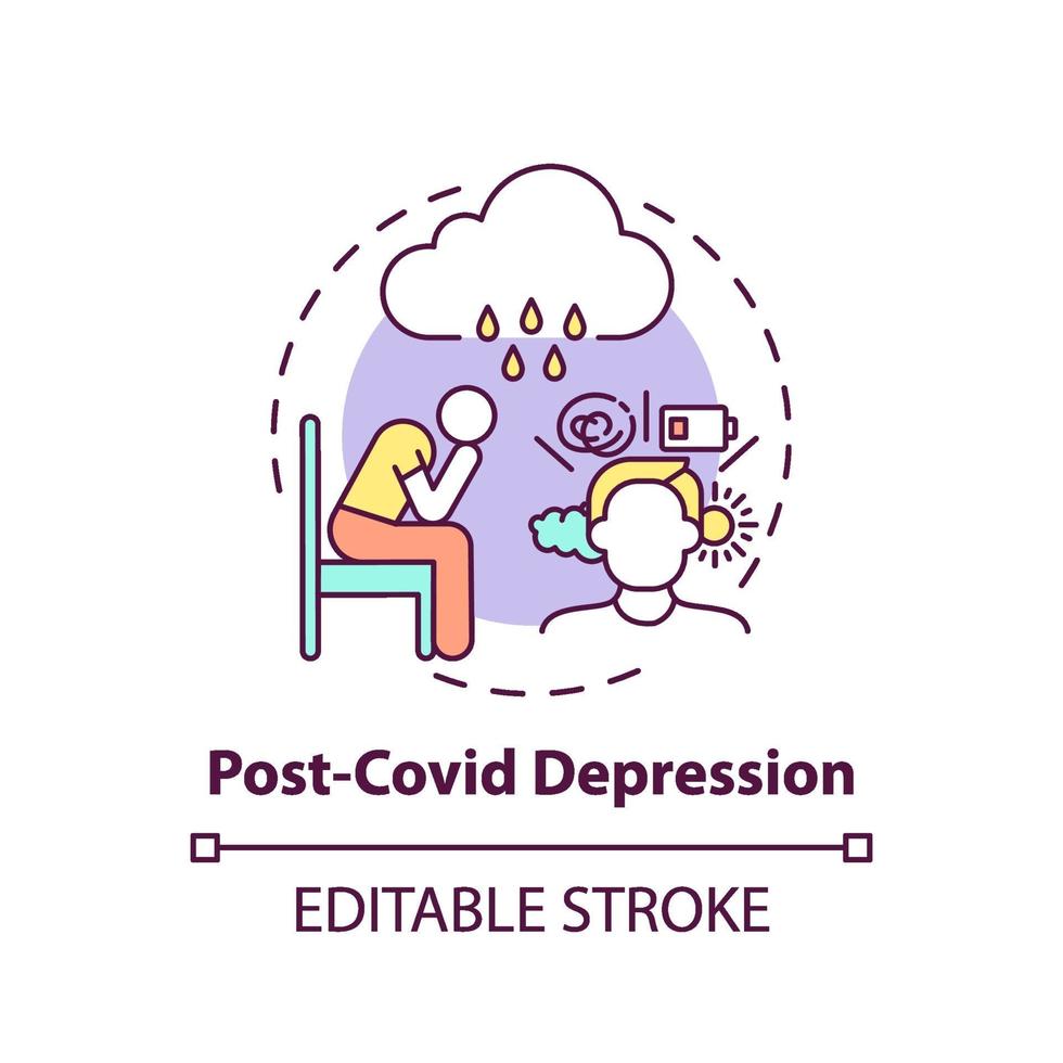 post-covid depressie concept pictogram vector