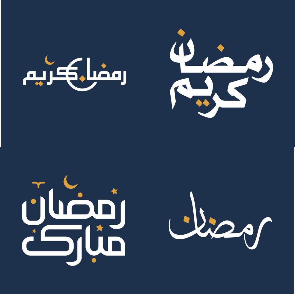 wit Arabisch schoonschrift met oranje ontwerp elementen vector illustratie voor vieren Ramadan kareem.
