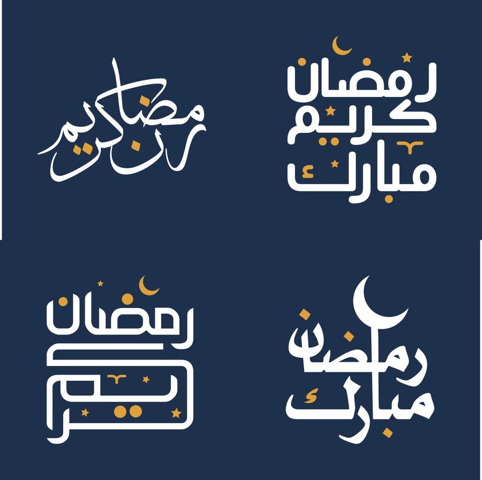 wit schoonschrift en oranje ontwerp elementen vector illustratie voor vieren Ramadan kareem.