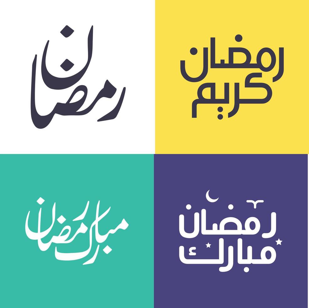 vieren Ramadan kareem met gemakkelijk en elegant Arabisch schoonschrift pak. vector