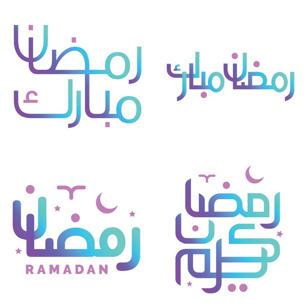 vieren Ramadan kareem met elegant helling schoonschrift vector illustratie.