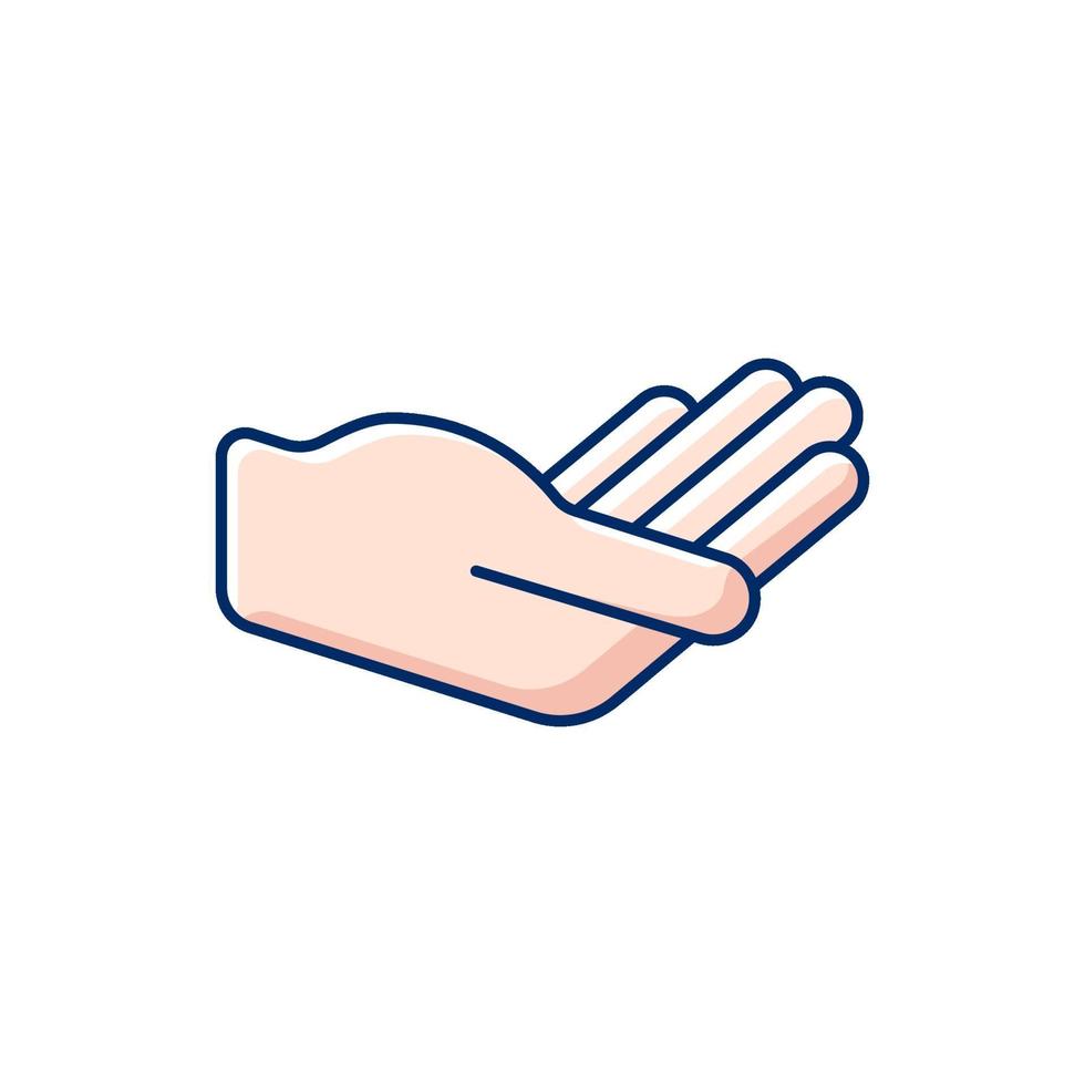 hand met iets RGB-kleur pictogram. vector