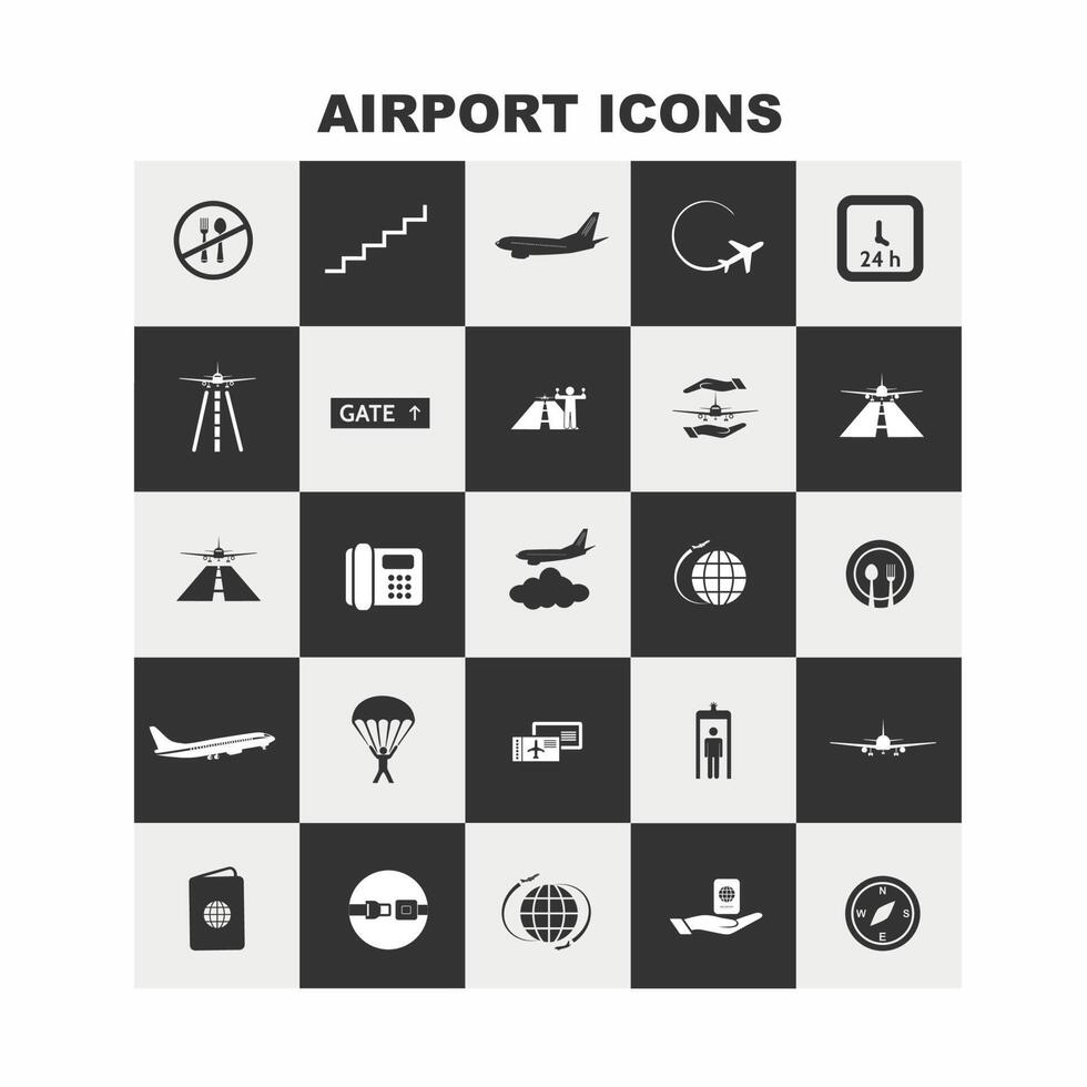 reeks vector pictogrammen over luchthaven