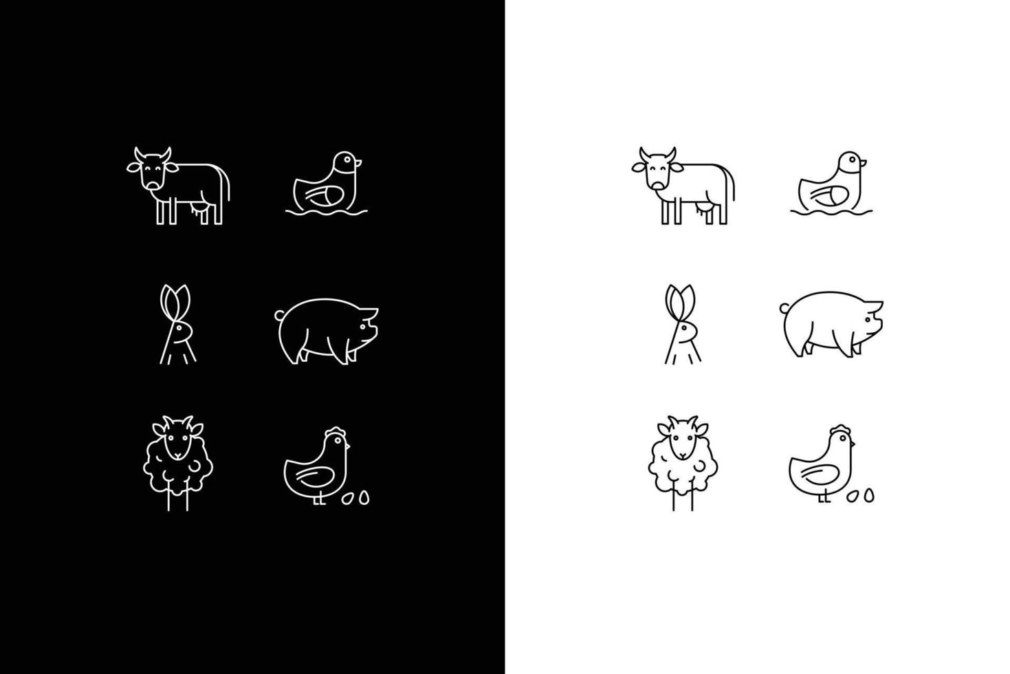 boerderij dieren pictogrammen illustratie vector
