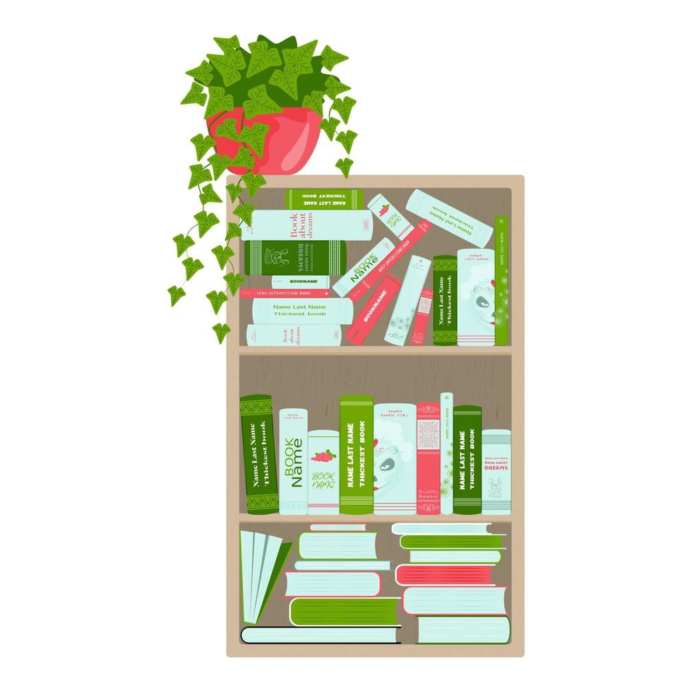 boekenkast en kamerplant vector
