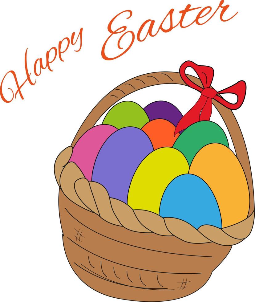 kleurrijk eieren in een mand. traditioneel decoratie. hand- belettering. Pasen vakantie. vector