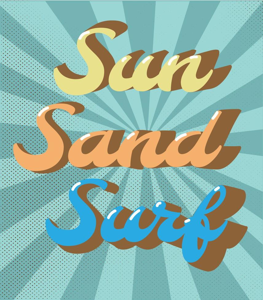 zon zand surfen wijnoogst typografie voor t-shirt afdrukken , vector illustratie, typografie leuze