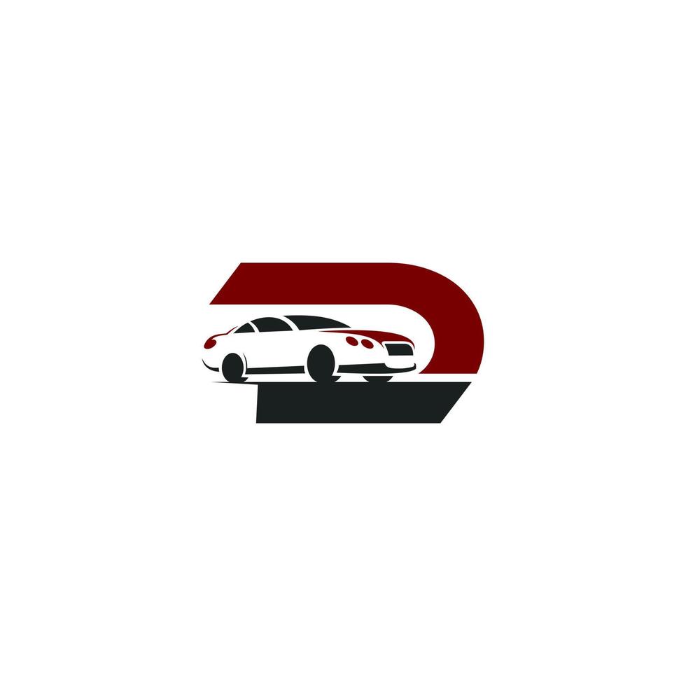 een brief d logo met een auto symboliseert de automotive bedrijf of merk vector