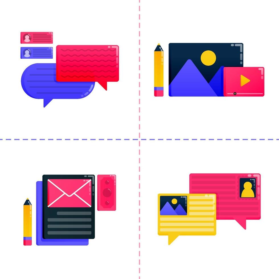 logo-ontwerp icoon van onderwijs, leren en beurs met ballonchat en communicatie. icon pack-sjabloon kan worden gebruikt voor bestemmingspagina, ui ux, web, mobiele app, posteradvertenties, banner, website, flyer vector