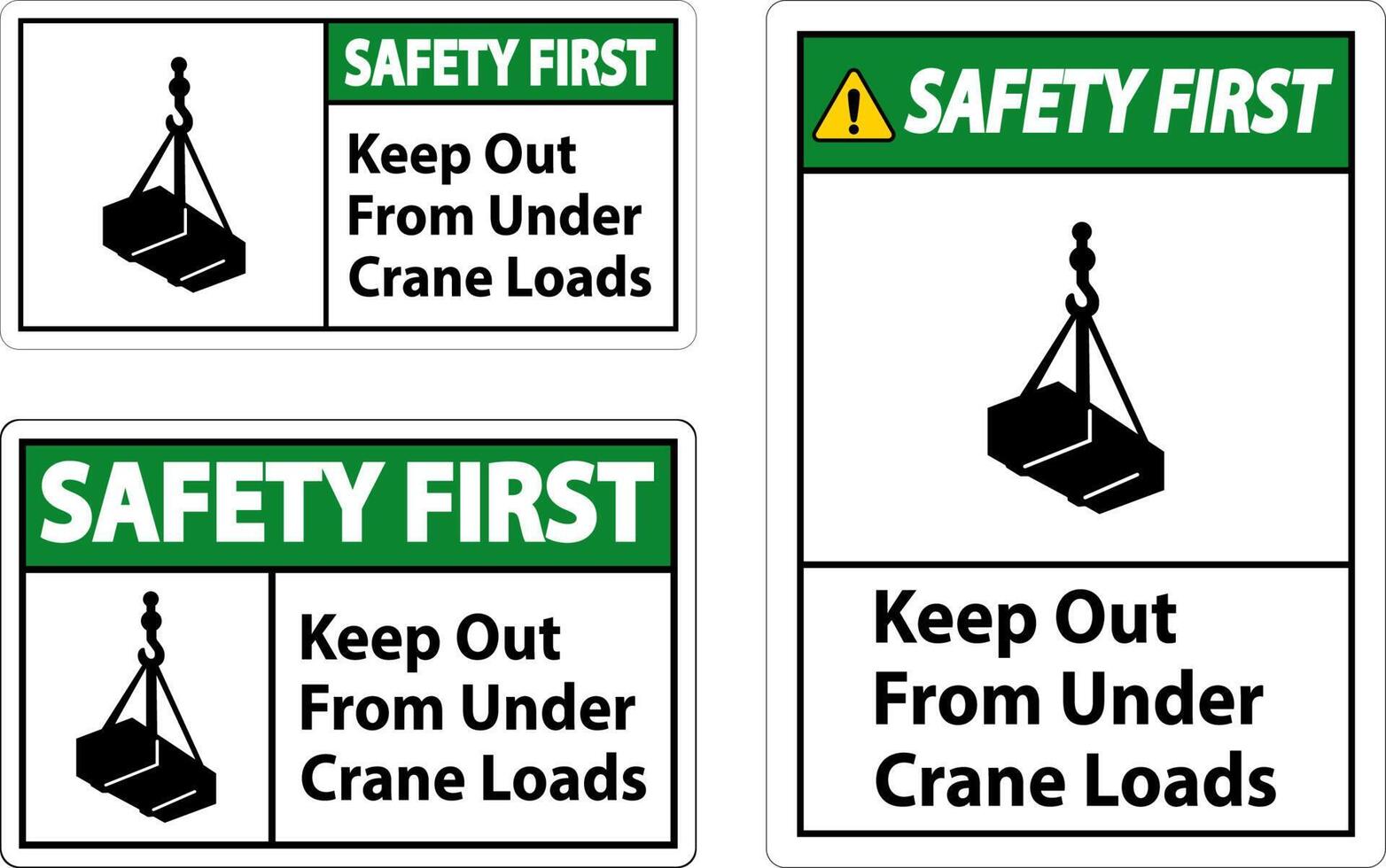 veiligheid eerste houden uit van onder kraan ladingen teken vector