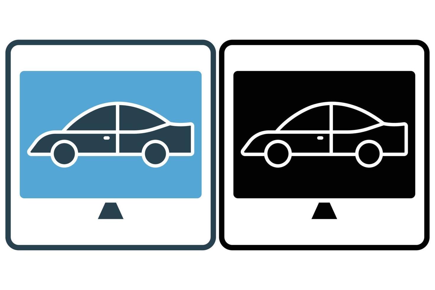 auto diagnose icoon illustratie. auto icoon met laptop. icoon verwant naar auto onderhoud, auto reparatie. solide icoon stijl. gemakkelijk vector ontwerp bewerkbare