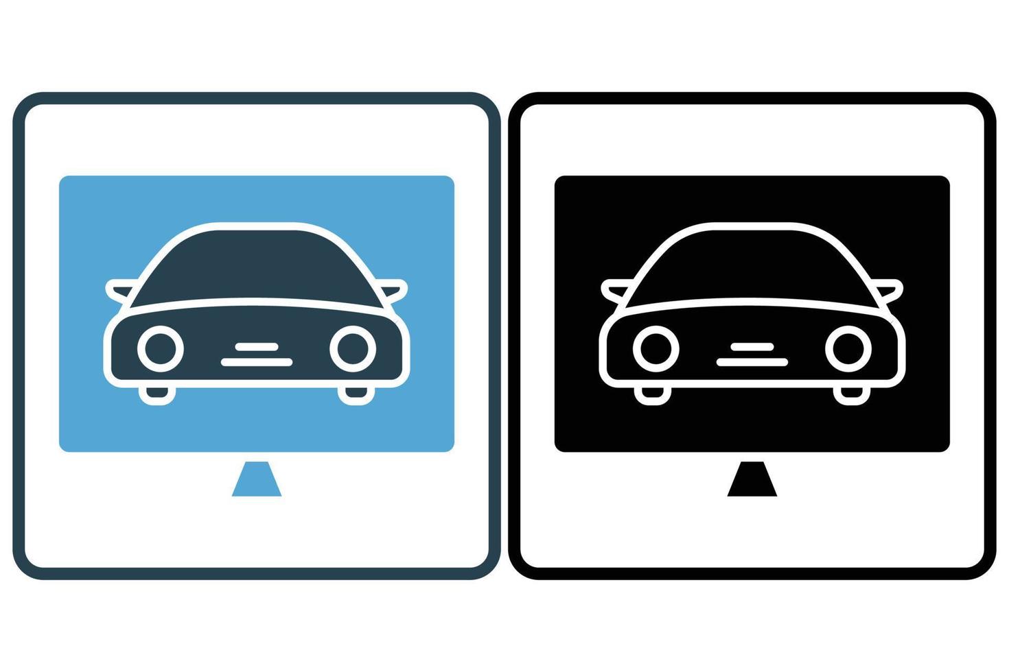 diagnose icoon illustratie. auto icoon met laptop. icoon verwant naar auto onderhoud, auto reparatie. solide icoon stijl. gemakkelijk vector ontwerp bewerkbare