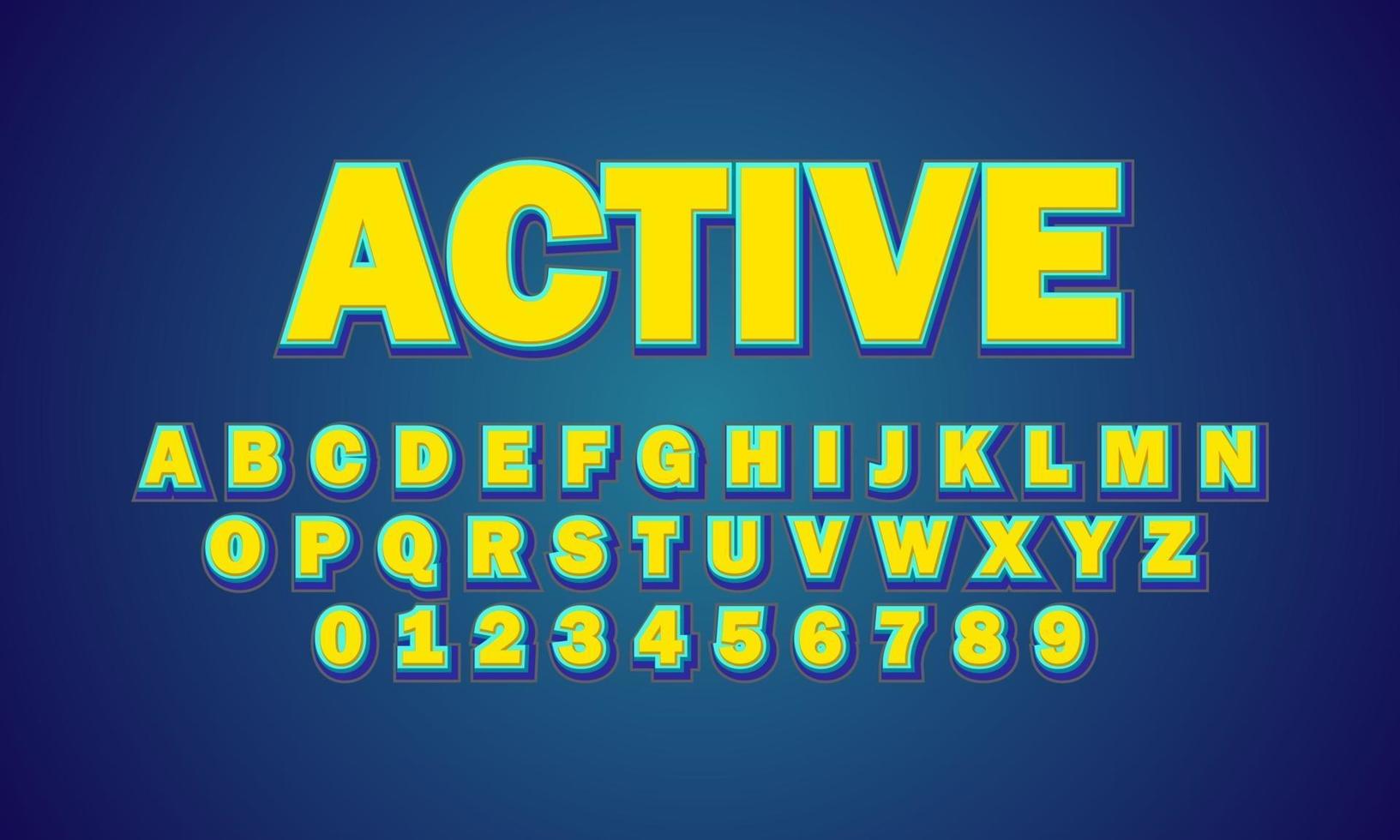 actief lettertype alfabet vector