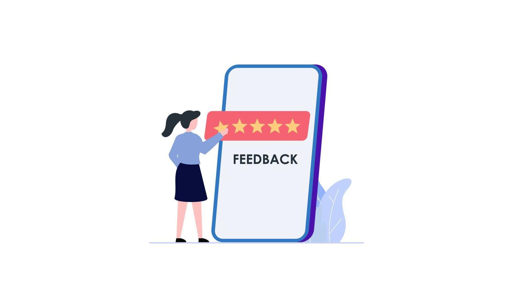 feedbackevaluatie van waarderingen en mensen ervaring met werken met klanten door prestatie illustratie vector