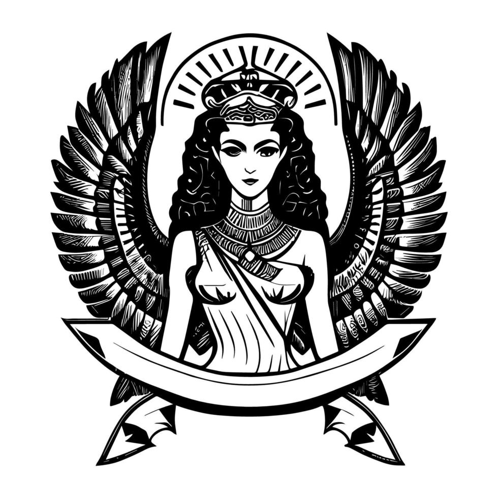 maken een uitspraak met onze Cleopatra logo illustratie. deze vorstelijk en tijdloos ontwerp Kenmerken de iconisch koningin van Egypte, uitstralend stroom, schoonheid, en verfijning vector