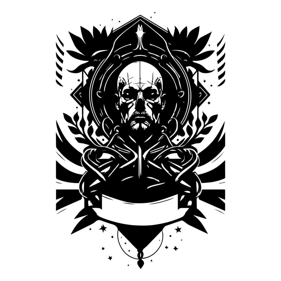schedel voor metaal band album Hoes illustratie vector