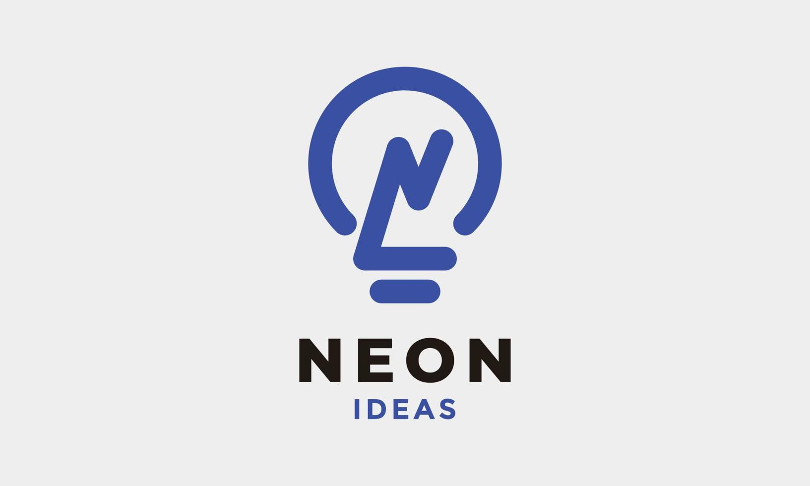 logo vector minimalistische neon blauw lamp kleur brief n licht concept elektrisch energie logotype ontwerp