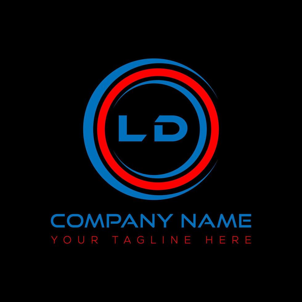 ld brief logo creatief ontwerp. ld uniek ontwerp. vector