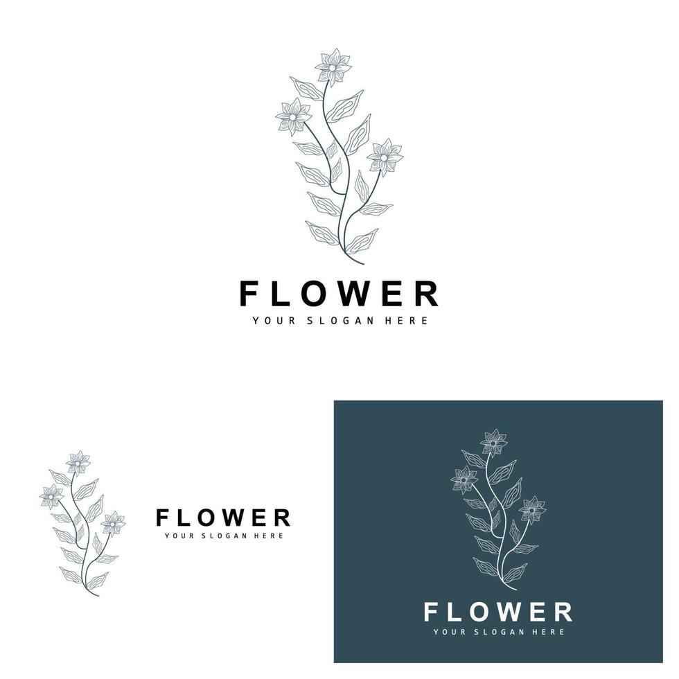 gemakkelijk botanisch blad en bloem logo, vector natuurlijk lijn stijl, decoratie ontwerp, banier, folder, bruiloft uitnodiging, en Product branding