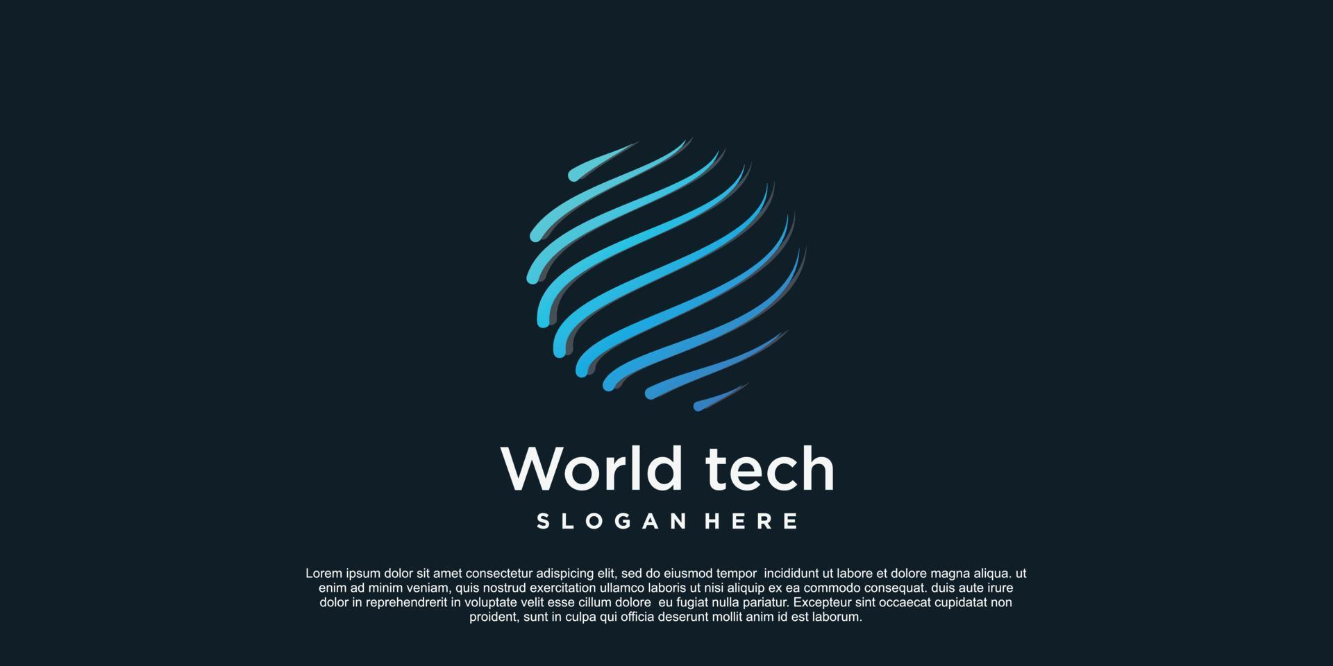 wereld tech logo ontwerp gemakkelijk concept premie vector een deel 1