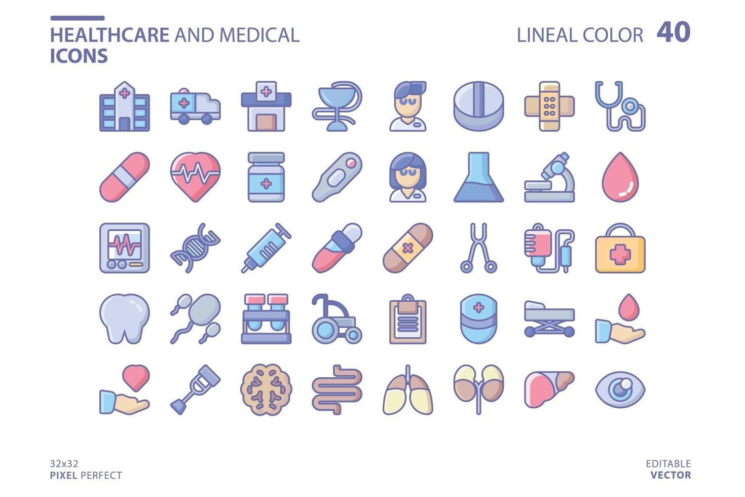 gezondheidszorg en medische lijn en vulling pictogramserie vector