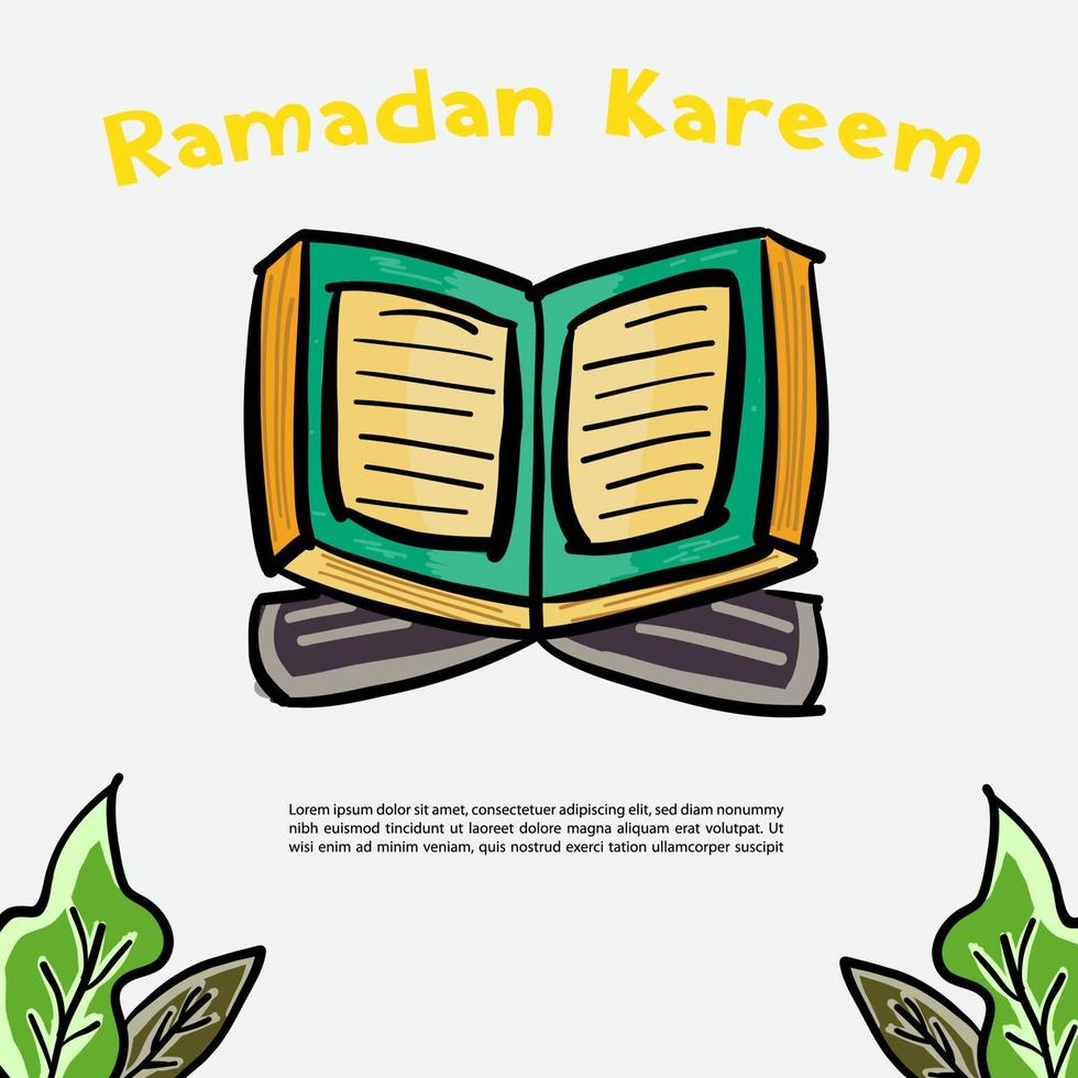 hand- getrokken heilig boek Ramadan kareem illustrator vector