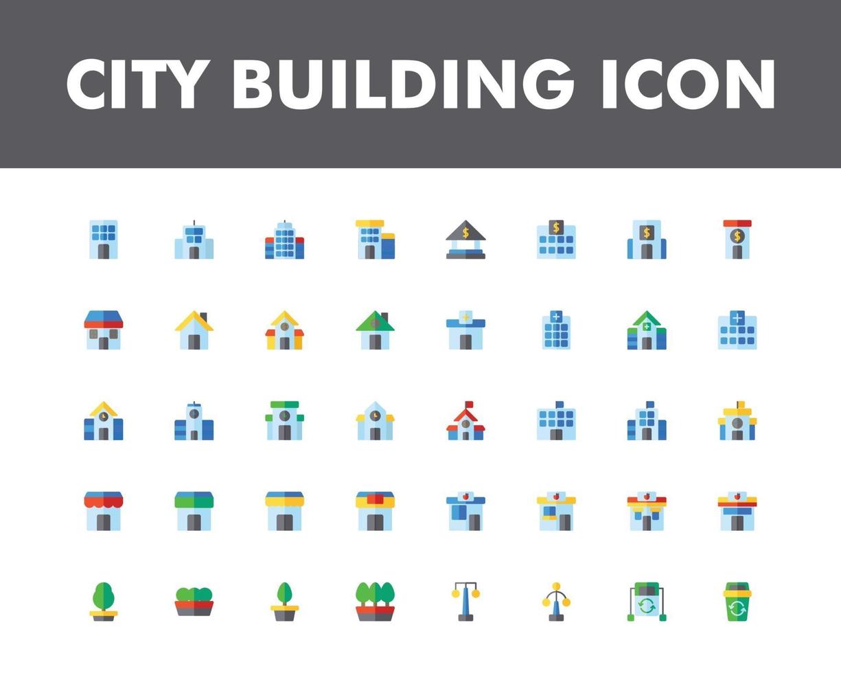 stad gebouw icon set geïsoleerd op een witte achtergrond vector