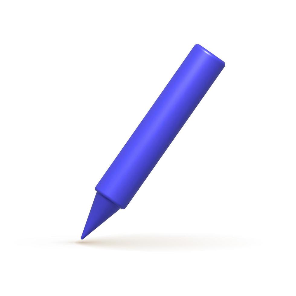 schrijven gereedschap 3d icoon. Purper pen, potlood, markeerstift. 3d vector realistisch ontwerp element.
