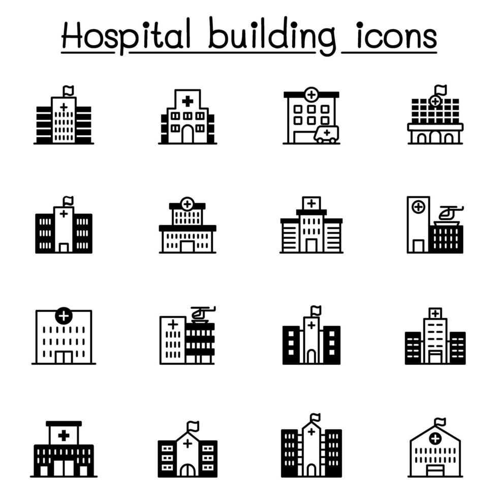 ziekenhuis gebouw pictogrammenset vector illustratie grafisch ontwerp