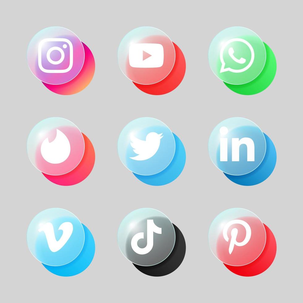 online tech sociaal media glasmorfisme icoon vector
