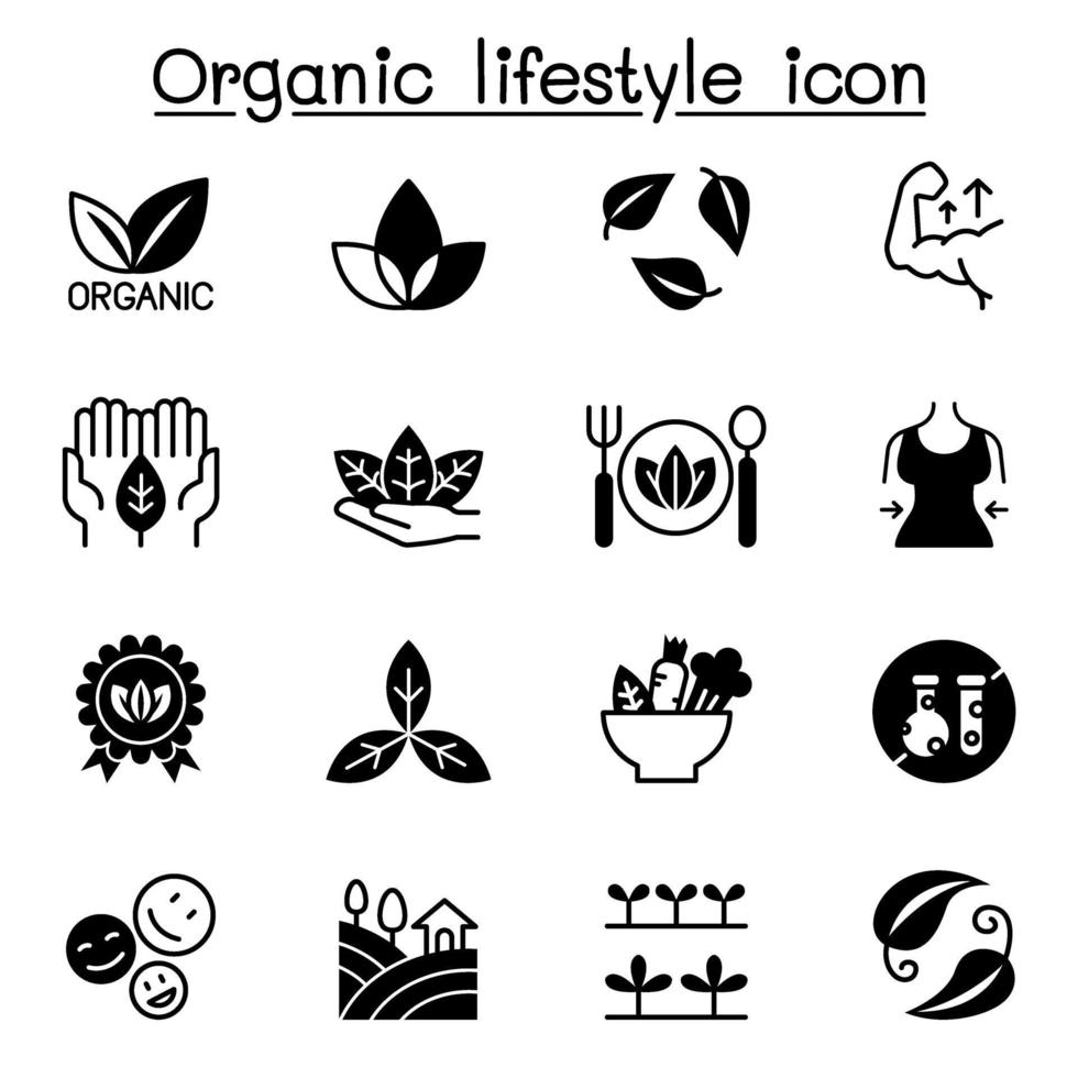 biologische levensstijl icon set vector illustratie grafisch ontwerp