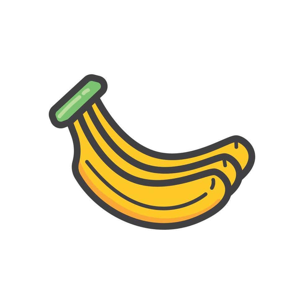 tekenfilm bananen. schil banaan, geel fruit en tros bananen. tropisch fruit, bananensnack of vegetarische voeding. geïsoleerde vector illustratie iconen set