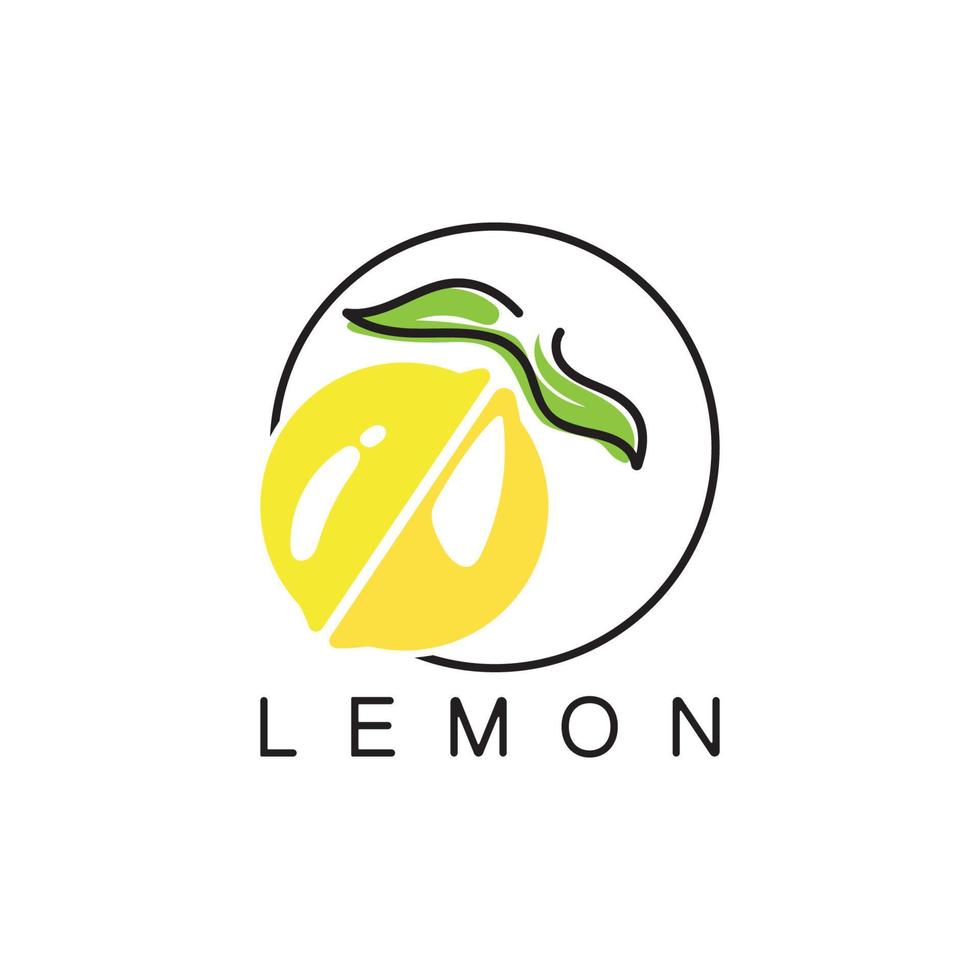 vers citroen fruit logo met bladeren illustratie sjabloon. logo voor citroen sap, citroen tuin, fruit winkel, modern vector. vector