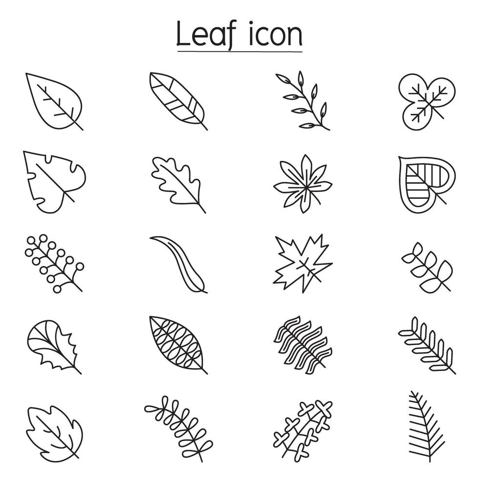 blad pictogrammenset in dunne lijnstijl vector