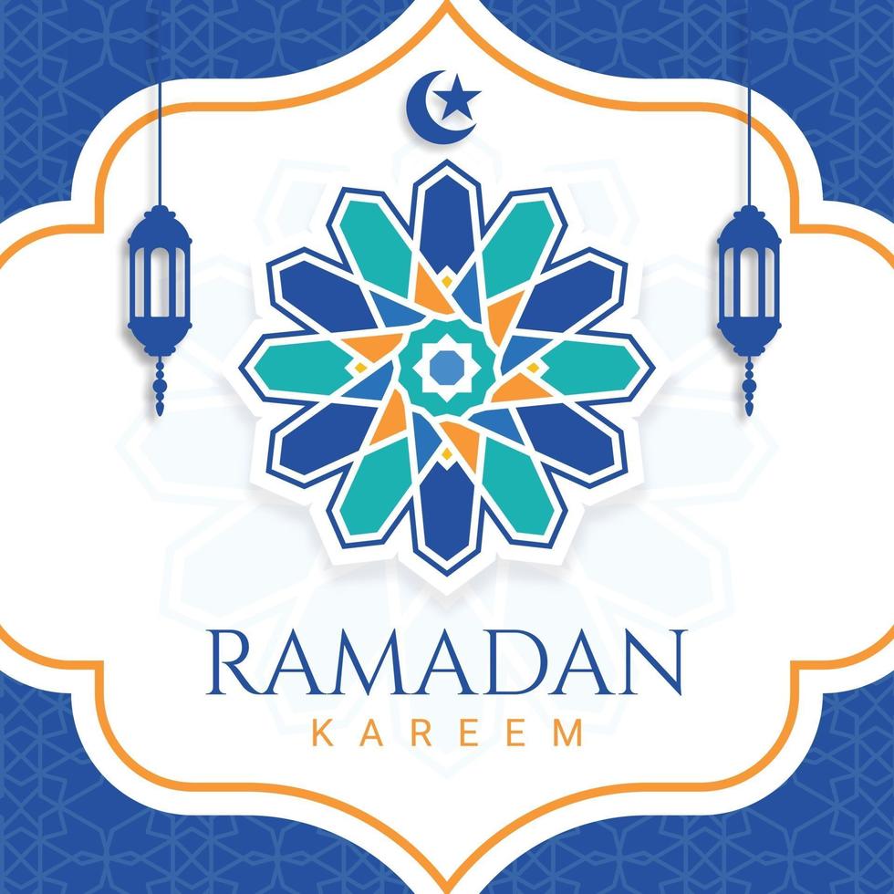 platte ramadan kareem illustratie wenskaart vector