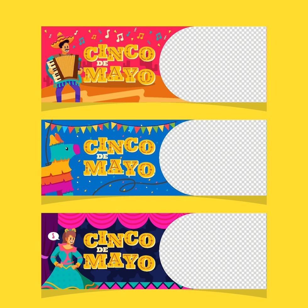 feestelijke cinco de mayo set banner concept vector