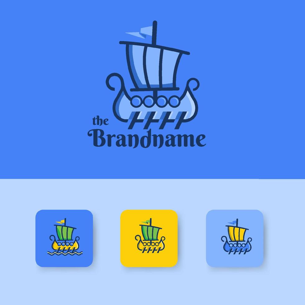 Scandinavië viking oorlog schip logo vector