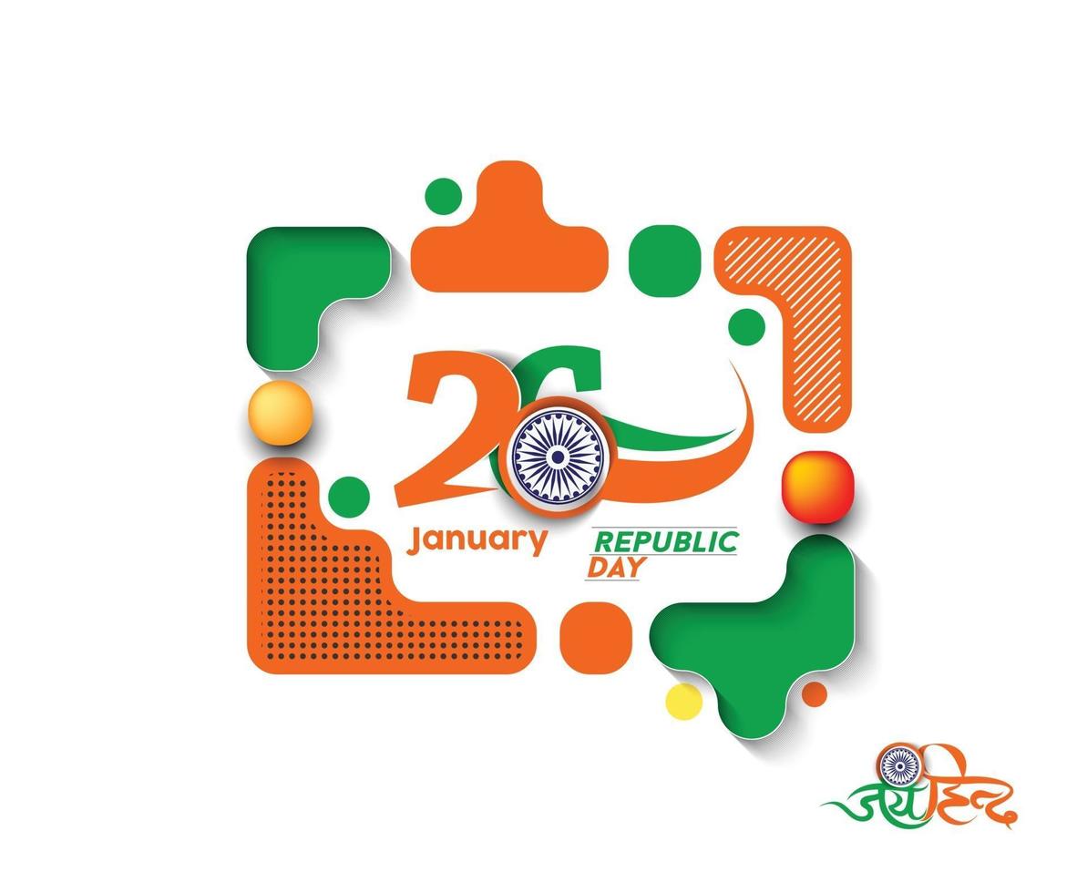 Indiase republiek dag concept met tekst 26 januari. abstract vector illustratie ontwerp.